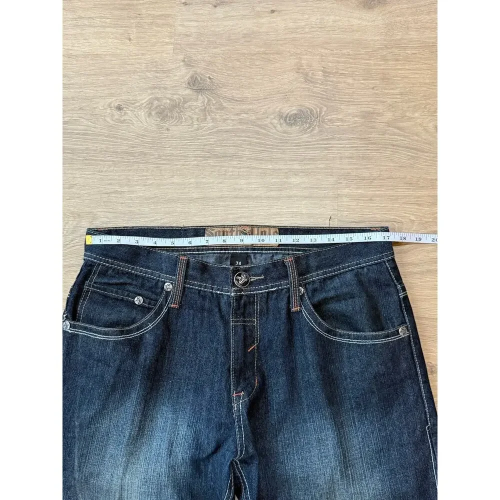 Southpole Premium jeans Y2K Embroidered pocket blue denim hip hop 34x32